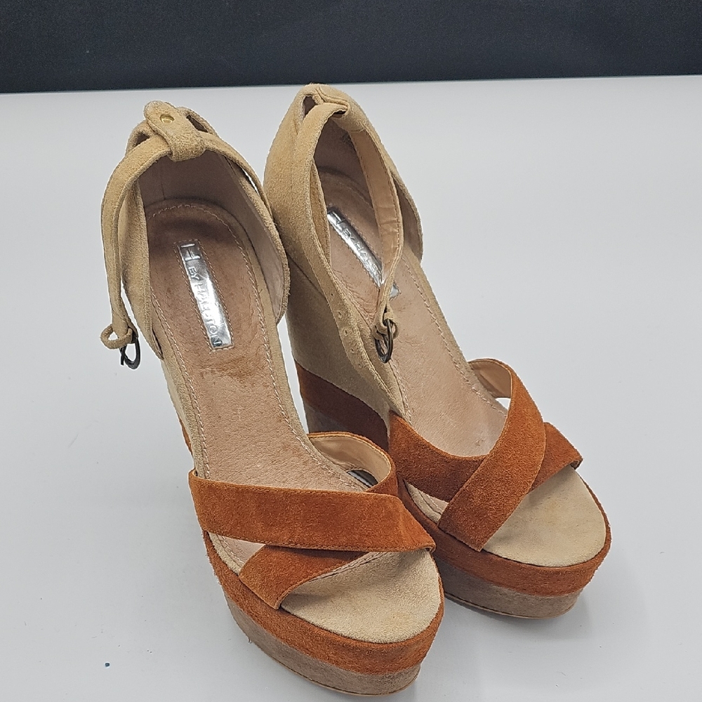 H by Halston Tan and Brown Platform Sandals